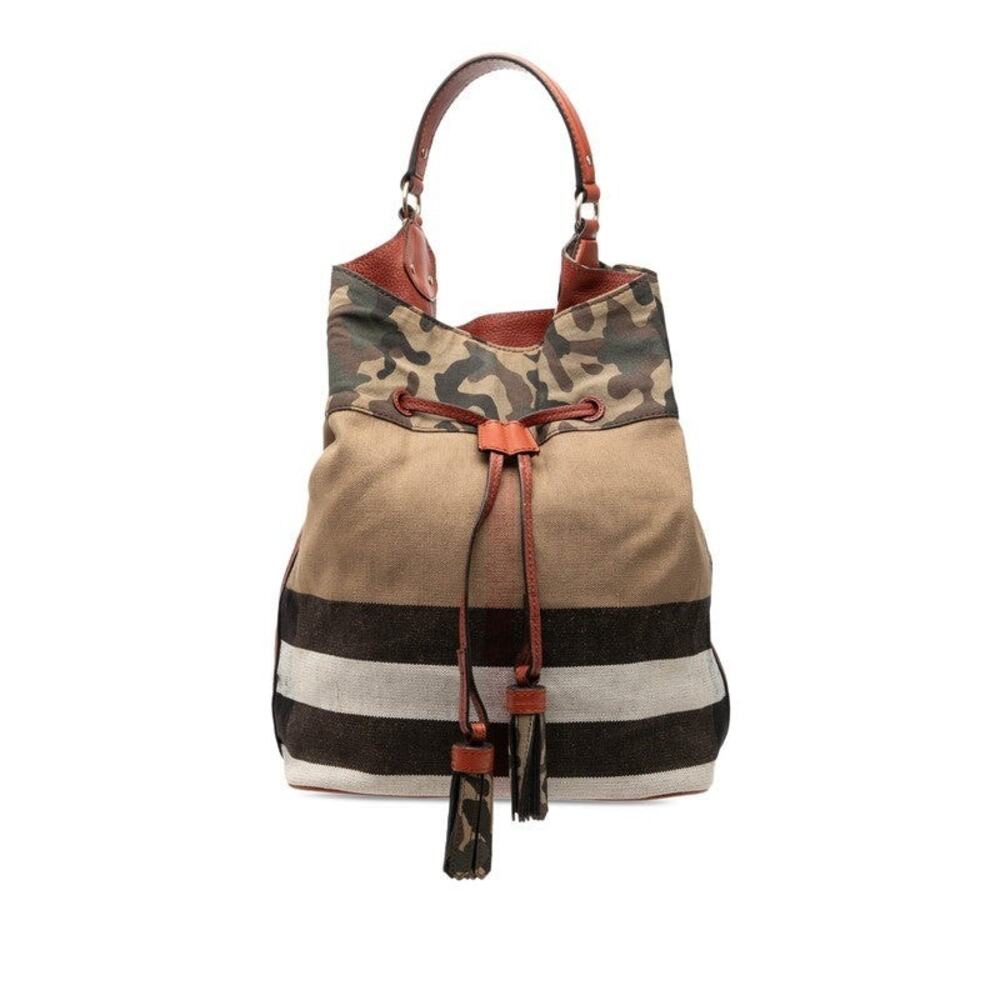Burberry Susanna Tassel Camo Handbag Drawstring Multicolor